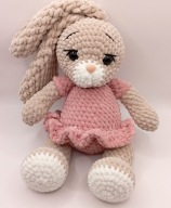 Królik w sukience 30 cm szydełko - NA ZAMÓWIENIE CE, prezent dla każdego