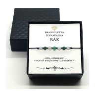 Bransoletka Zodiakalna Kamienie Naturalne RAK Szmaragd Opal + Gratis