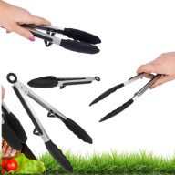 SZCZYPCE KUCHENNE SILIKONOWE DO GRILLA STAL NIERDZEWNA 27 CM DO OGRODU