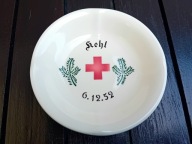TALERZ REKLAMOWY PORCELANOWY / PODSTAWEK / APTEKA - GARDŁO 6.12.1952 rok