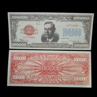 Banknot kolekcjonerski UV 100 000 Dolarów USA z 1934 roku UNC blikshop-pl