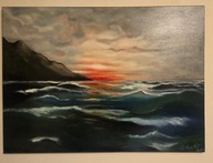 Obraz olejny 90cm x 65 cm Zachód Słońca