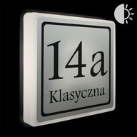 Modny PODŚWIETLANY numer domu LED czujnik zmierzchu dom tabliczka budynku K