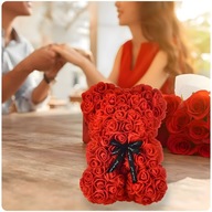 MIŚ Z RÓŻ 25 CM DUŻY PREZENT NA WALENTYNKI DLA DZIEWCZYNY + ZŁOŻONE PUDEŁKO