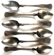 Bolesławiec (Bunzlau)-pół tuzina srebrnych łyżeczek skrzypcowych z 1875.