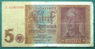 BANKNOT DO KOLEKCJI NIEMCY 5 MAREK 1942
