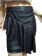 SPÓDNICA skórzana z falbaną skóra naturalna 34/36