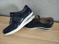 Buty damskie 39 efektowne półbuty lekkie granat oddychające 24cm