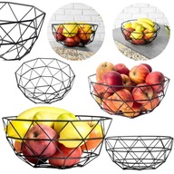 KOSZYK GEOMETRYCZNY NA OWOCE WARZYWA METALOWY CZARNY KOSZ PATERA MISKA DUŻA