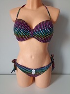 Śliczny strój kostium bikini La Senza Rainbow Dots góra 80DD dół 40