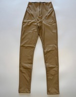 Leginsy Ekoskóra z Zamkami - BEŻOWE rozm. M/L