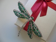 PIĘKNA BROSZKA WAŻKA CYRKONIE + PUDEŁKO PREZENTOWE