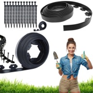 OBRZEŻE TRAWNIKOWE OGRODOWE PLASTIKOWE ELASTYCZNE CZARNE 20M + KOŁKI