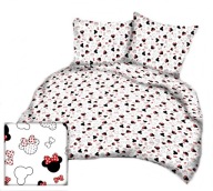 pościel bawełna lux 180x200 + 2x70x80 guzik B 255-3 Miki kokardy czerw-biał