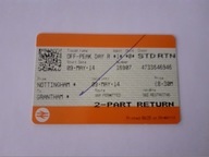 bilet kolejowy - kolekcjonerski - Anglia , Wielka Brytania - Nottingham