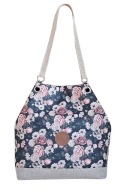 Torebka styl worek HABILE design bag czarny w kwiaty-róże