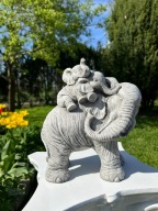 FIGURA BETONOWA OGRODOWA Matka Słoń z Dwojgiem Małych Słoni na grzbiecie