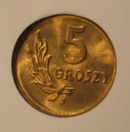 5 GR GROSZY 1949 GCN MS68 - ODMIANA B - SKRĘTKA, RZADKOŚĆ, UNIKAT