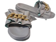 KLAPKI DAMSKIE Z ŁAŃCUCHEM SZARE PRETY r. 36 nr 772A