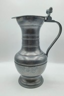 CYNA sygnowany STARY dzbanek dzban ozdobny z żołędziami CYNY duży 25,5 cm