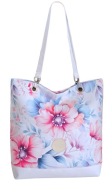 Torebka shopper biała HABILE design bag w kwiaty