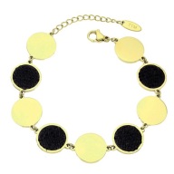 86913 Bransoletka złota stal chirurgiczna 16,5+3 CM 13MM kółka z cyrkoniami