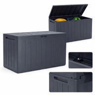 SKRZYNIA OGRODOWA PROSPERPLAST WOODEBOX 190L ANTRACYT SCHOWEK NA NARZĘDZIA