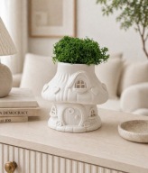 Domek dekoracyjny z mchem grzybek boho ozdoba domu