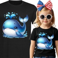 Koszulka prezent Na URODZINY dziecka SŁODKI wieloryb ! czarna XS 116 cm