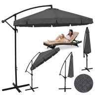 Parasol Ogrodowy Wysięgnik 350cm 8 segmentów Składany szary DUŻY taras