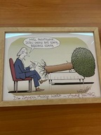 Andrzej Mleczko unikatowa grafika plakat w ramie z autografem