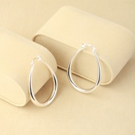 KOLCZYKI SREBRNE OWALNE GŁADKIE PRÓBA 925 SZER. 41mm + PUDEŁECZKO