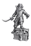 Pirat z Pistoletem i Skrzynią 3D PLA srebrna figurka kolekcjonerska 15 cm