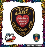 33 Naszywka Straży Miejskiej m.st. Warszawy i czerwone serce – symbol WOŚP
