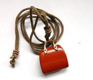 Wisiorek - torebka, mokait czerwony, jaspis