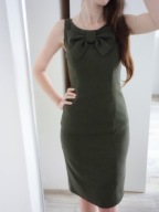 NEXT SUKIENKA SUKNIA DOPASOWANA ŚWIĘTA KHAKI KOKARDA ELEGANCKA MIDI 34 XS