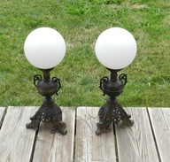 LAMPA 2 LAMPY ZDOBIENIA FORMA METAL SZKLANE KULE NA TARAS D DOMU DUŻE STARE