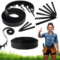 OBRZEŻE TRAWNIKOWE OGRODOWE PLASTIKOWE ELASTYCZNE CZARNE 10M + KOTWY