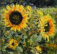 Słoneczniki" obraz olejny na płótnie 30x30cm , oryginał Garncarek Al,,,