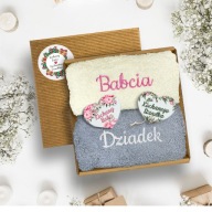 PREZENT NA DZIEŃ BABCI I DZIADKA DLA DZIADKÓW BOX ZESTAW RĘCZNIKÓW Z HAFTEM