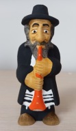 Rzeźba z drewna figurka Żyd muzykant z fletem 10 cm