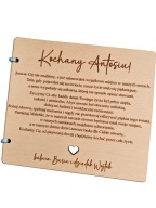 DREWNIANA KARTKA Z ŻYCZENIAMI NA NARODZINY DZIECKA PERSONALIZOWANA PREZENT