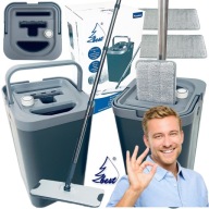 MOP PŁASKI Z WYCISKACZEM Z WIADREM 3 KOMOROWY KOMPAKTOWY BEST SEPARACJA WÓD