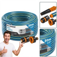WĄŻ OGRODOWY KUGO GARDEN 30M 1/2" ZESTAW 4W ZBROJONY BRADAS UV POLSKI