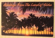 USA - SUNSET THROUGH THE PALMS as the sun goes down in Hawaii, CZYSTA