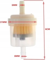 1 SZT. FILTR PALIWA KIERUNKWY MOTOCYKLOWY SKUTERA QUADA 6MM PAPIEROWY