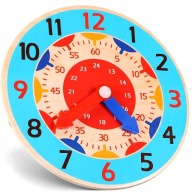 DREWNIANY ZEGAR DO NAUKI GODZIN CZASU DLA DZIECI ZEGAREK EDUKACYJNY 14 cm