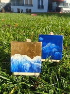 Obraz „Złote Morze” – ręcznie malowany na płótnie, pokryty złotą płatką