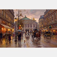 Stare miasto obraz olejny na płótnie 58x85 wzorowany pracami Edouard Cortes