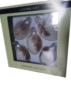 Szklane zawieszki jajka z piórkiem 5sztuk dekoracja wielkanocna